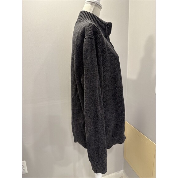 Nautica Charcoal Textured Knit Collard Pullover Crew Sweater Men's XL - Picture 3 of 8